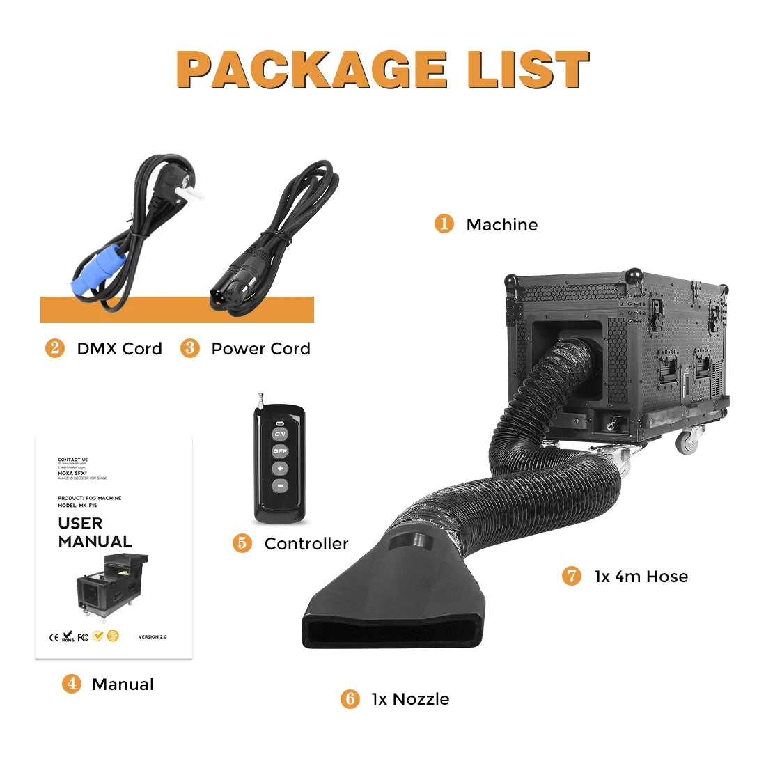 MOKA SFX MK-F15 2000W Single Head Water Based Fog Machine