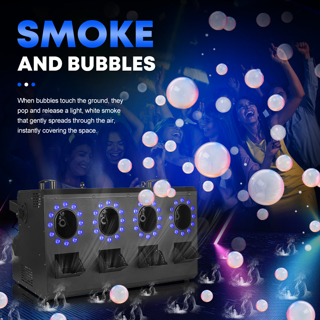 MOKA SFX MK-B12A Waterproof LED 4-Wheel Bubble Machine Plastic Body