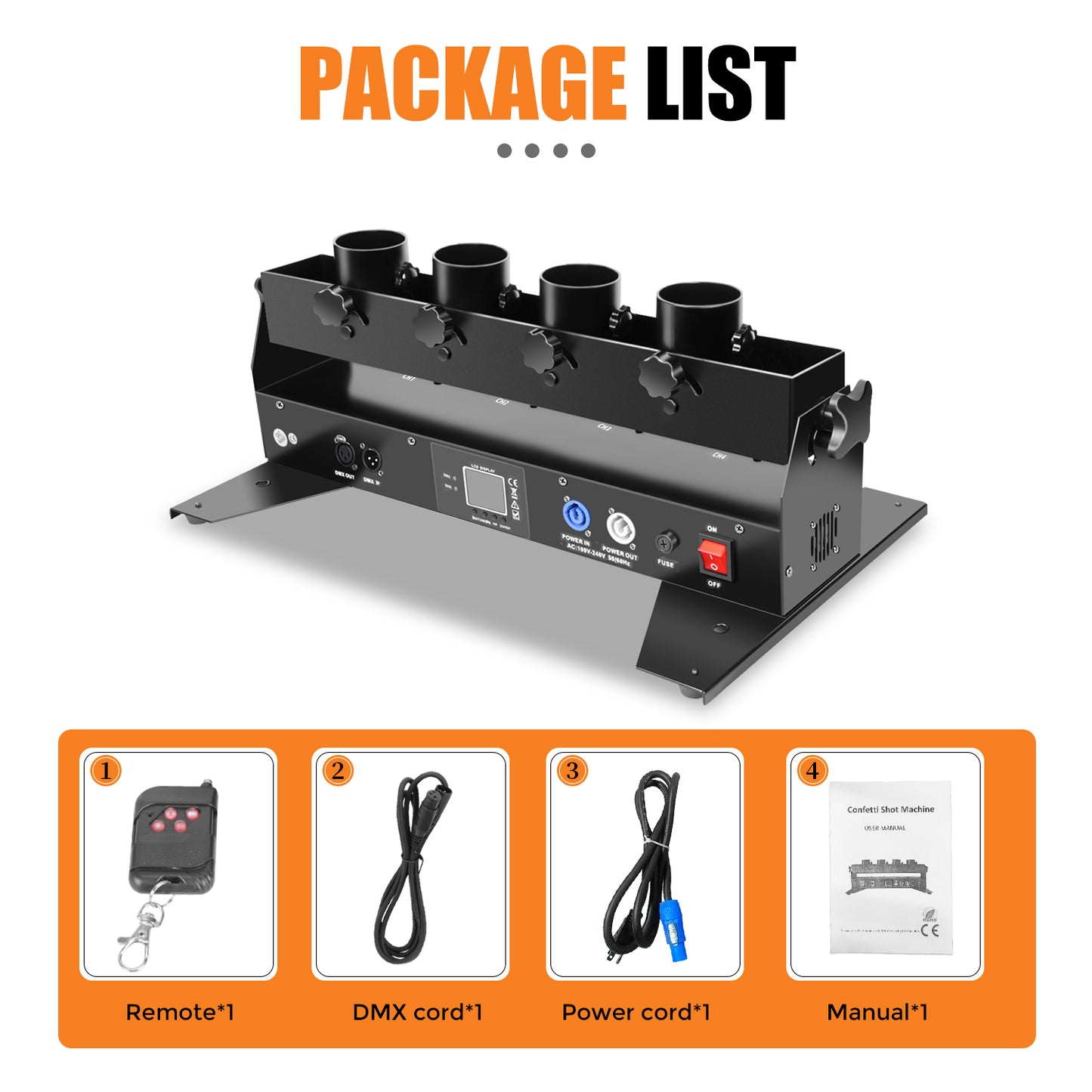 Máquina lanzadora de confeti de 4 cabezas MOKA SFX MK-CN04