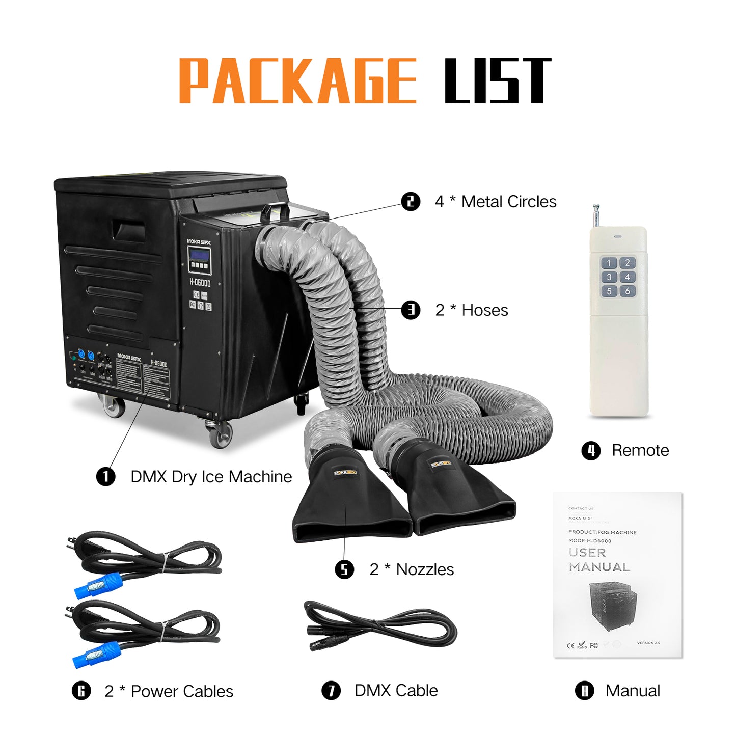 MOKA SFX H-D6000 Super Dual Output 6000W Dmx/Máquina de niebla de hielo seco remota