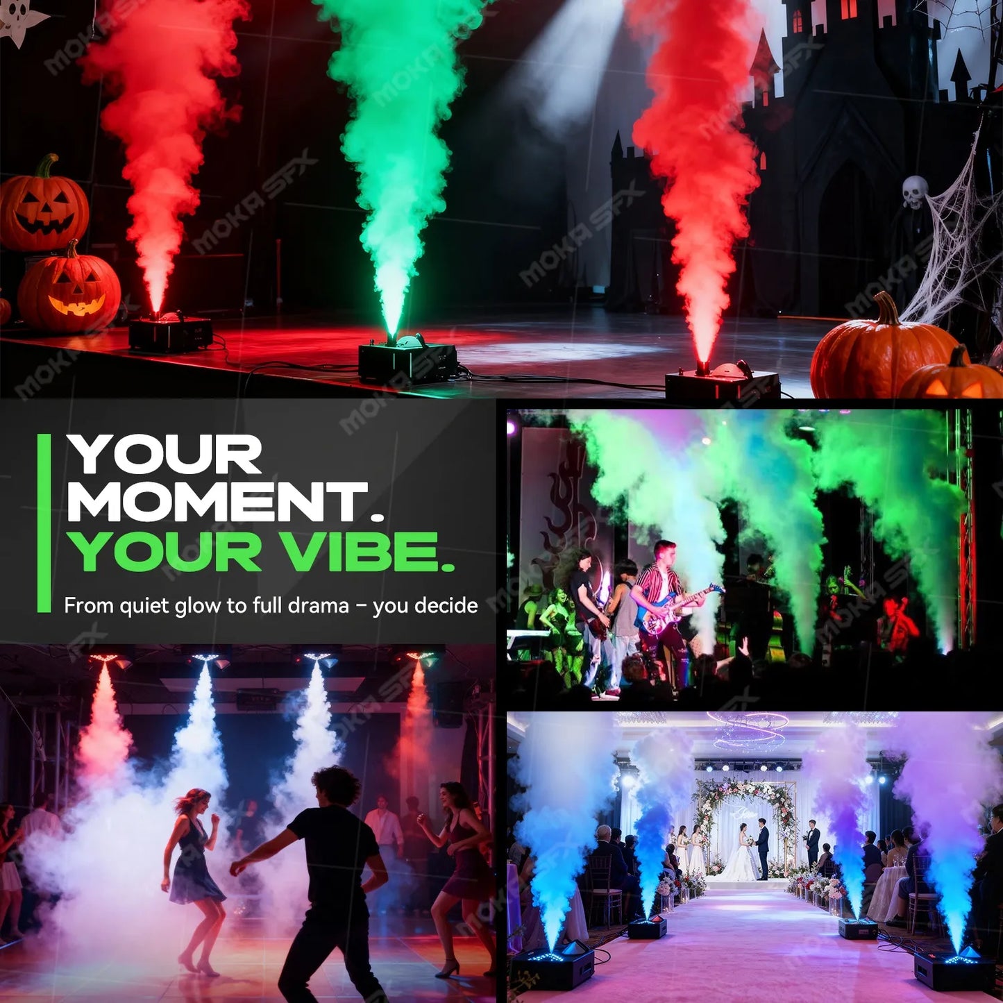 MOKA SFX MK-F01 1500w Powerful Smoke Machine 24*3W Rgb Led Fogger Machine