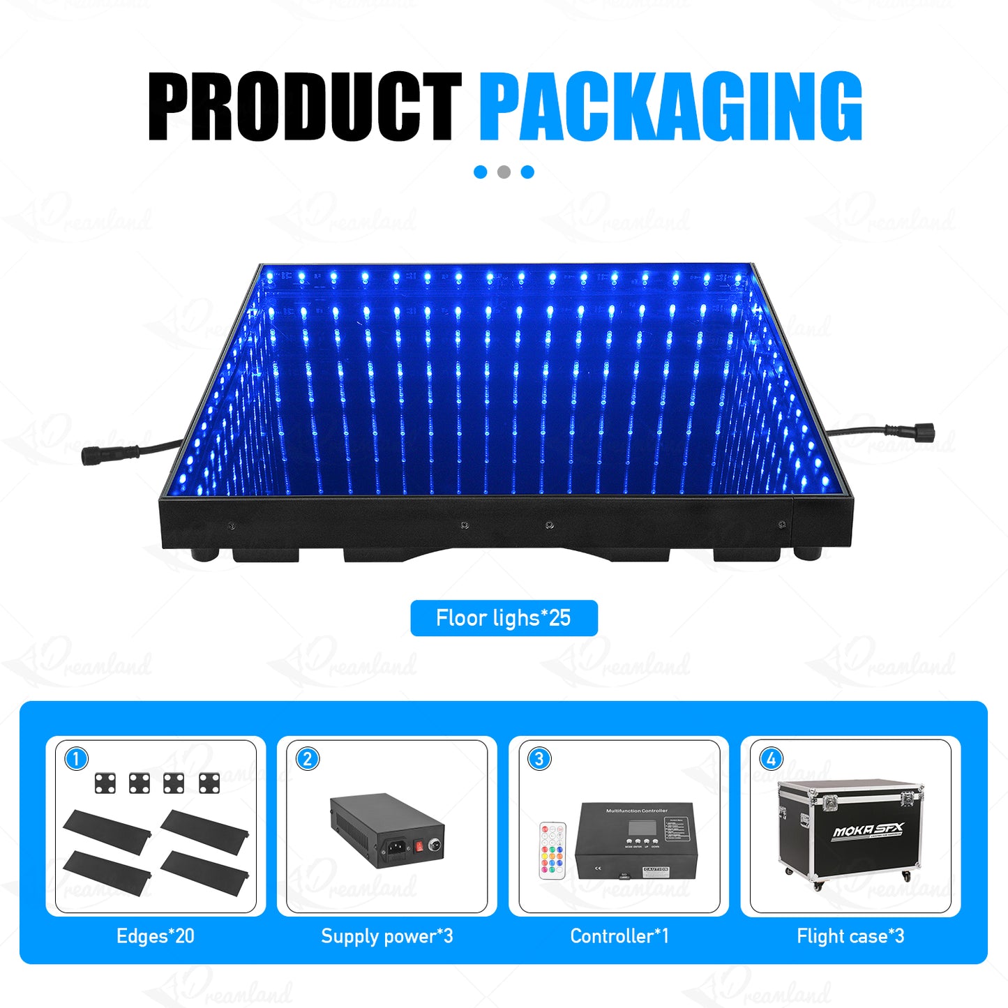 MOKA SFX MK-LD03 Dance Floor Stage Light with Flight Case Wired Infinite Abyss 3D LED Dance Floor with Flight Case