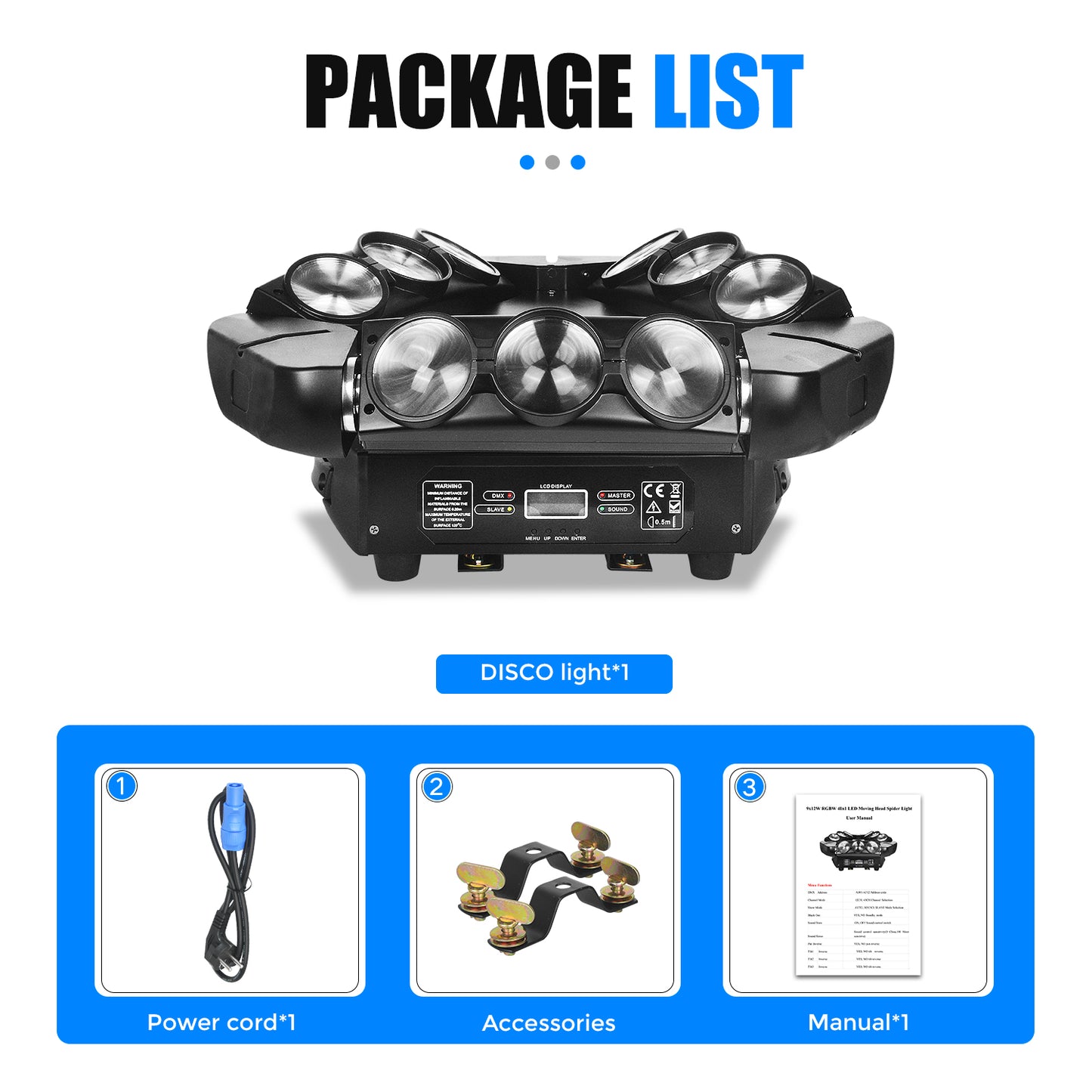 MOKA SFX Nine-headed Bird Moving Head Beam Light RGBW Party Disco DJ Light DMX512 with Sound Control Stage Lighting Party Disco Club