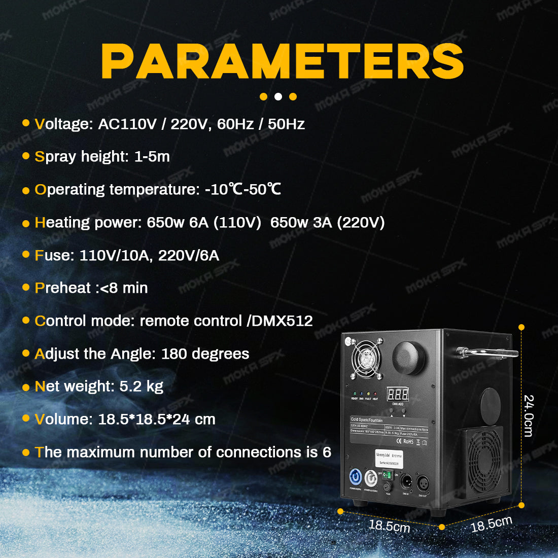 MOKA SFX MK-E15 MINI 650W Cold Spark Machine