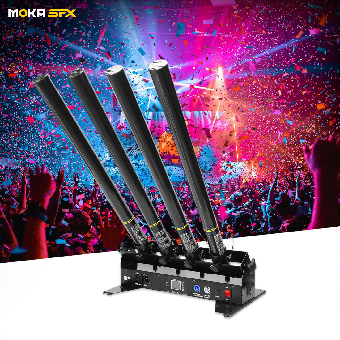 MOKA SFX MK-CN04 4-Head Confetti Launcher Machine - MOKA SFX