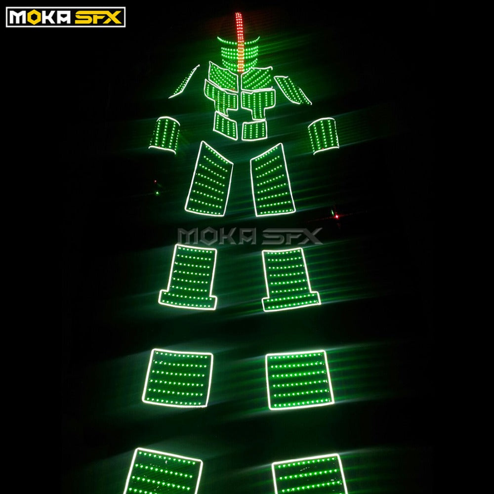 Disfraz de robot de baile LED iluminado para mujer con control remoto