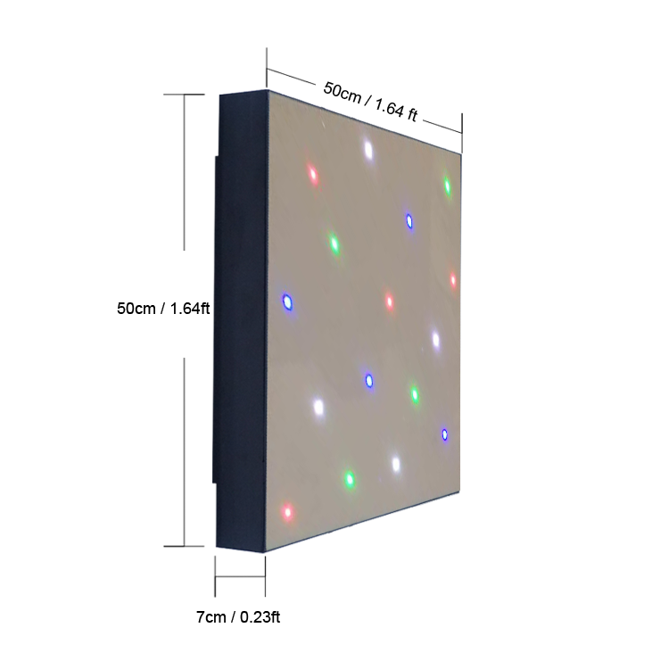 MOKA SFX MK-LD05A 50 * 50 CM Vidrio templado Starlit LED Pista de baile (Negro)