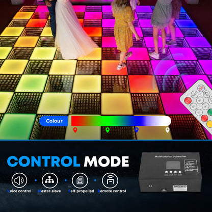 MOKA SFX MK-LD02 Rainbow Magnetic Interactive LED Dance Floor with Flight Case