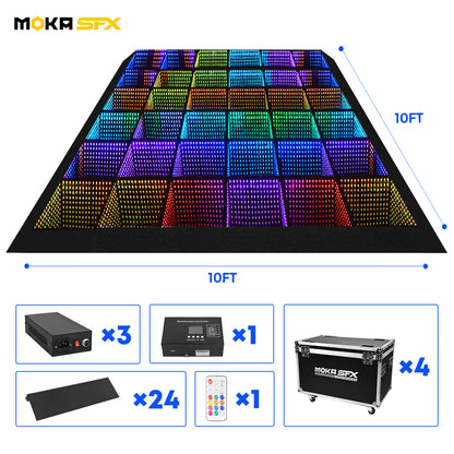 MOKA SFX MK-LD03 Mirror Infinity Abyss Magnetic 3D LED Dance Floor with Flight Case