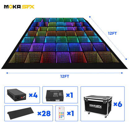 MOKA SFX MK-LD03 Mirror Infinity Abyss Magnetic 3D LED Dance Floor with Flight Case