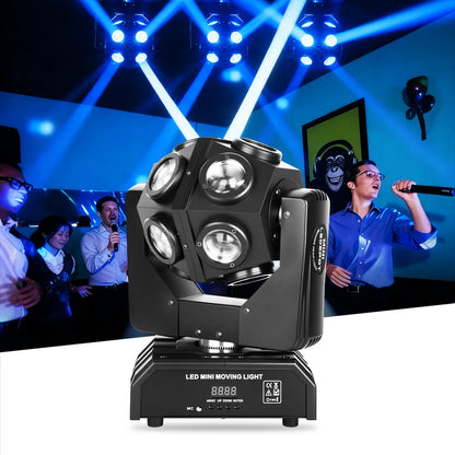 Moving Head Beam Light LED 12Pcs RGBW Rotating Moving Head DJ Light DMX512 Sound Activated Stage Lighting Party