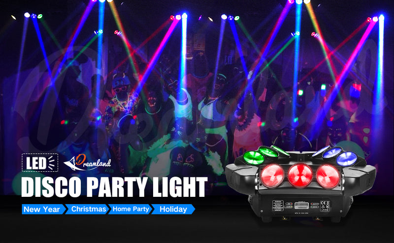 MOKA SFX Nine-headed bird Moving Head Beam Light RGBW Party Disco DJ Light DMX 512 with Sound Control Stage Lighting Party Disco Club