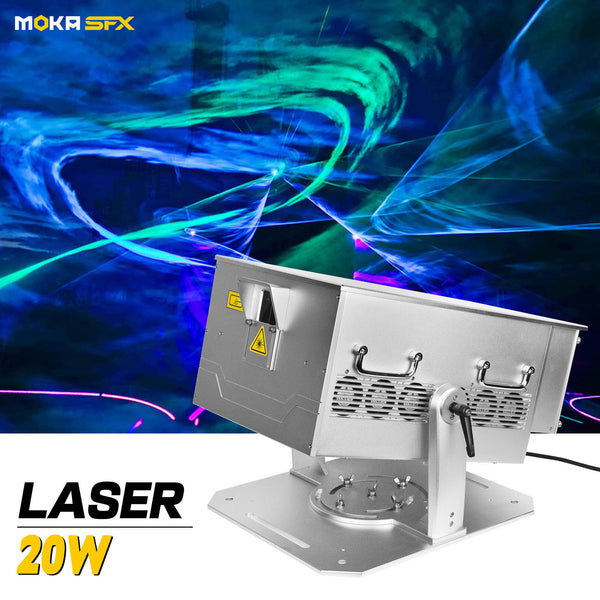 MOKA SFX MK-LSP20 20W Animación a todo color Luz láser impermeable para exteriores con Flightcase