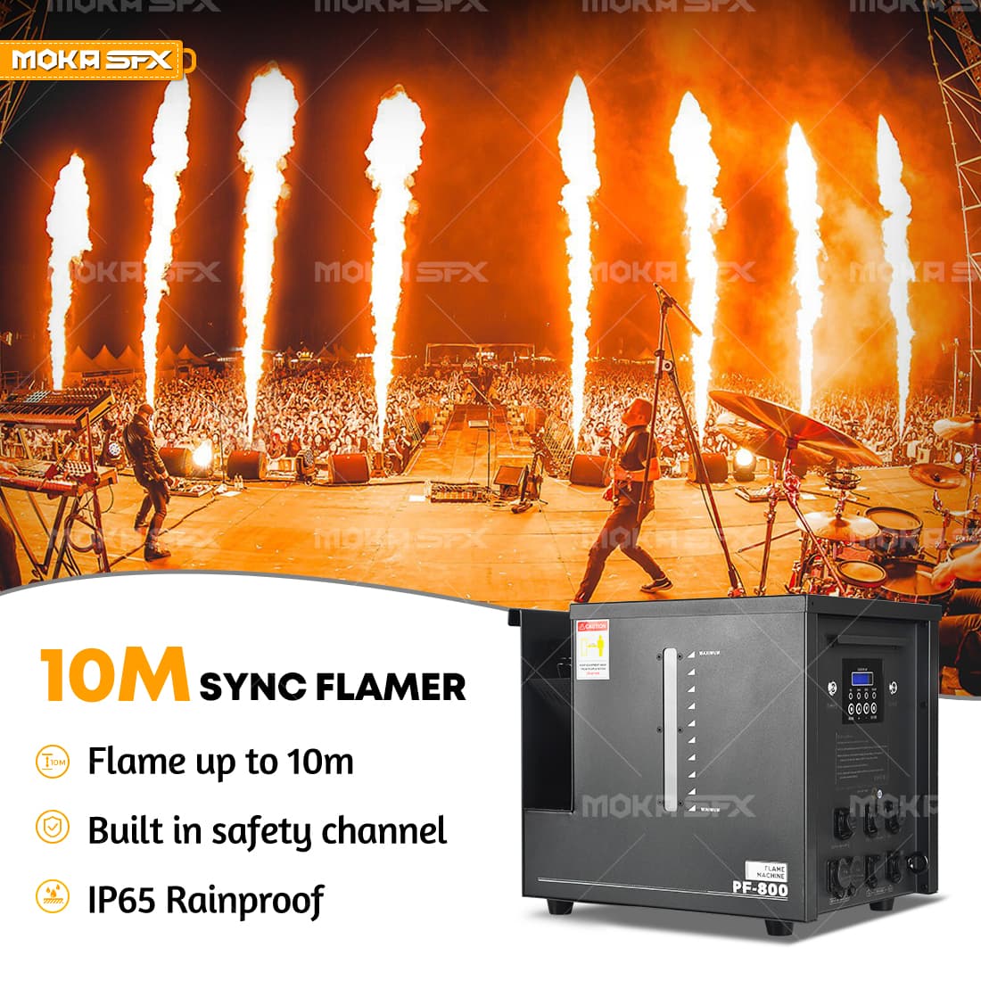 10m Rainproof Flame Machine for Outdoor Stage – PF-800 | MOKA SFX
