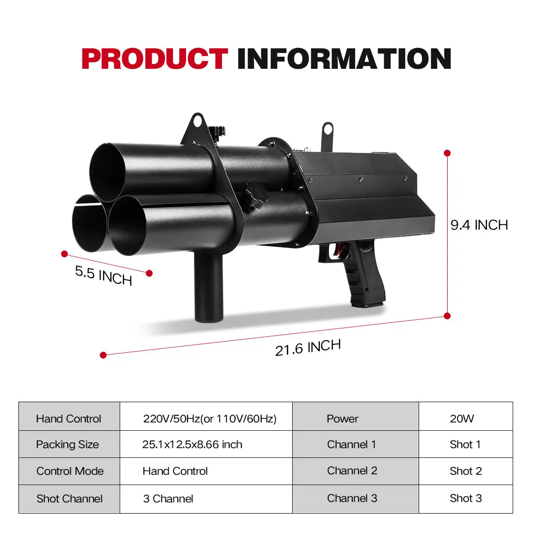 MOKA SFX MK-CN11 3-Head Manual Control Electric Confetti Gun MOKA SFX