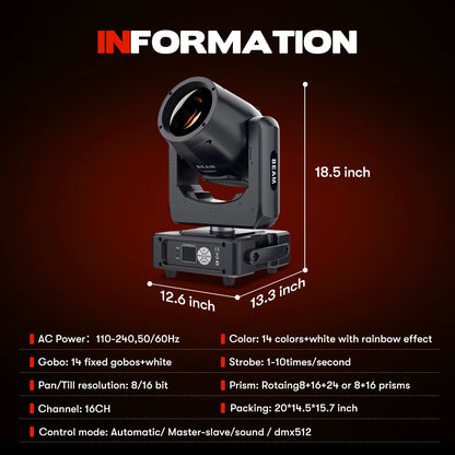 MOKA SFX EPR MINI 230 7R Moving Beam Head 230W Sharpy Light
