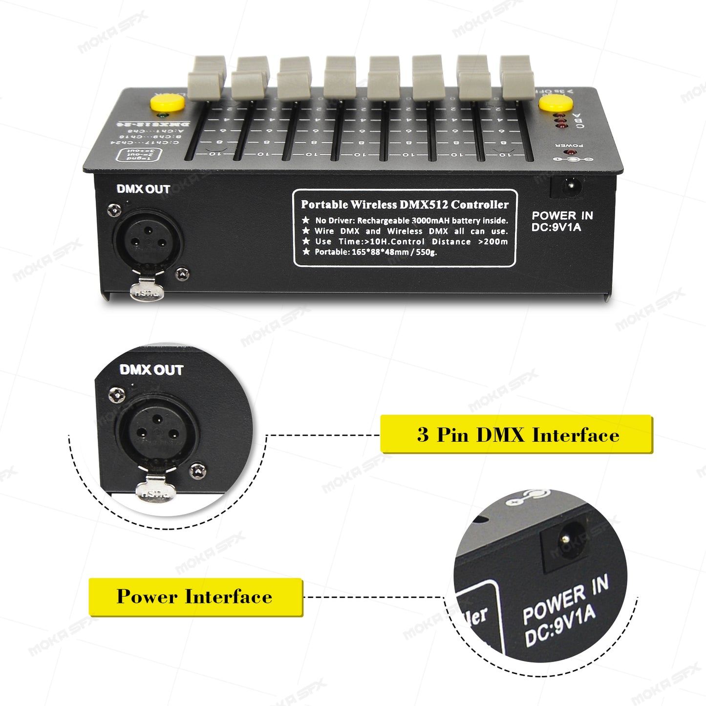MOKA SFX MK-CS23 Mini Battery DMX Console 24CHs Battery Controller