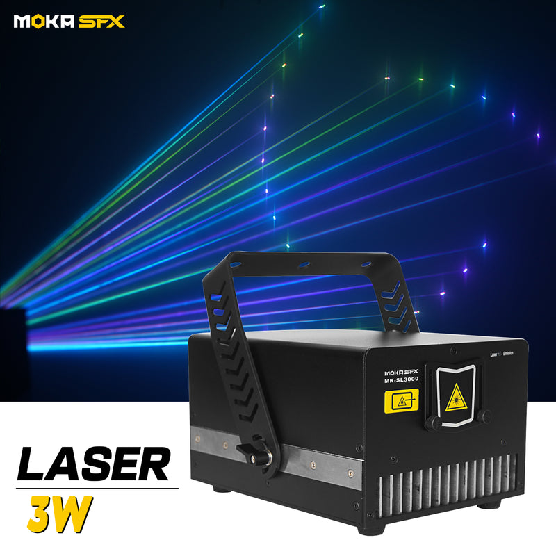 MOKA SFX MK-LS3000 Portable Dj Laser Light-3W RGB 3 en 1 Luz para equipo de iluminación de fiesta