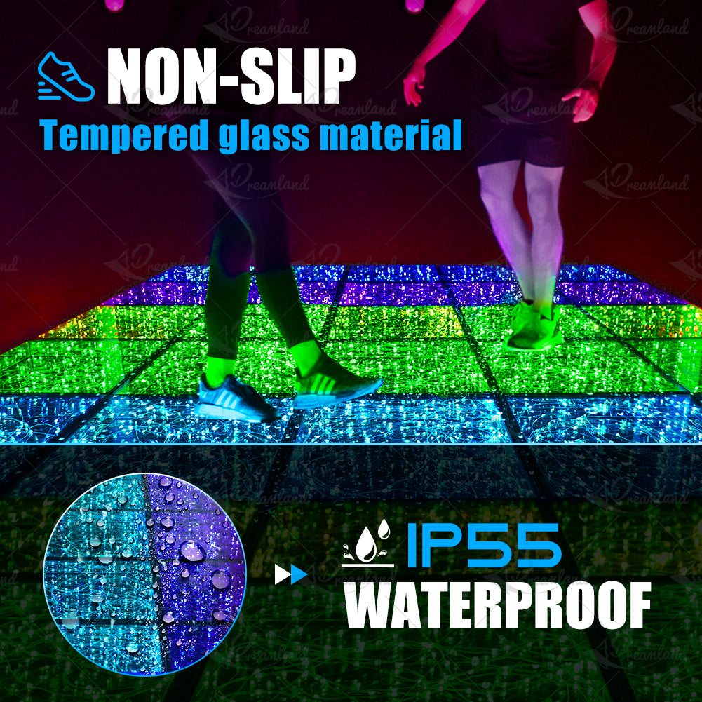 MOKA SFX MK-LD01A 3D LED Dance Floor with Wire/Magnet Mirror Starry Sky RGB Dance Floor LED with Flight Case