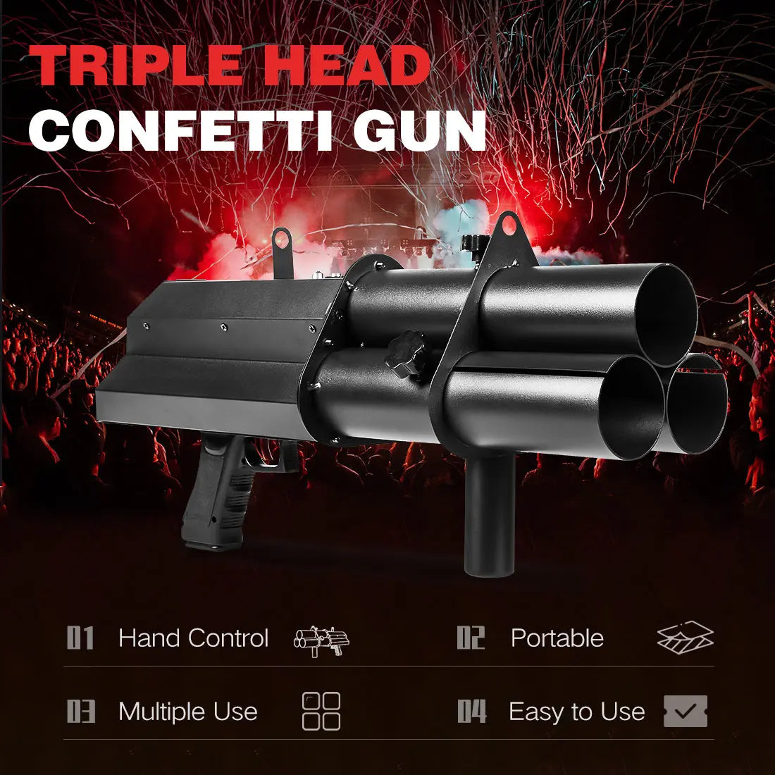 MOKA MK-CN11 3-Head Manual Control Electric Confetti Gun - MOKA