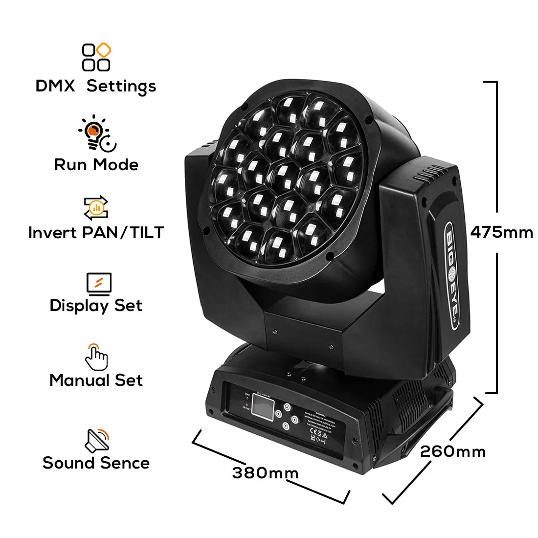 MOKA SFX 19x15W Bee Eyes K10 Moving Head Light