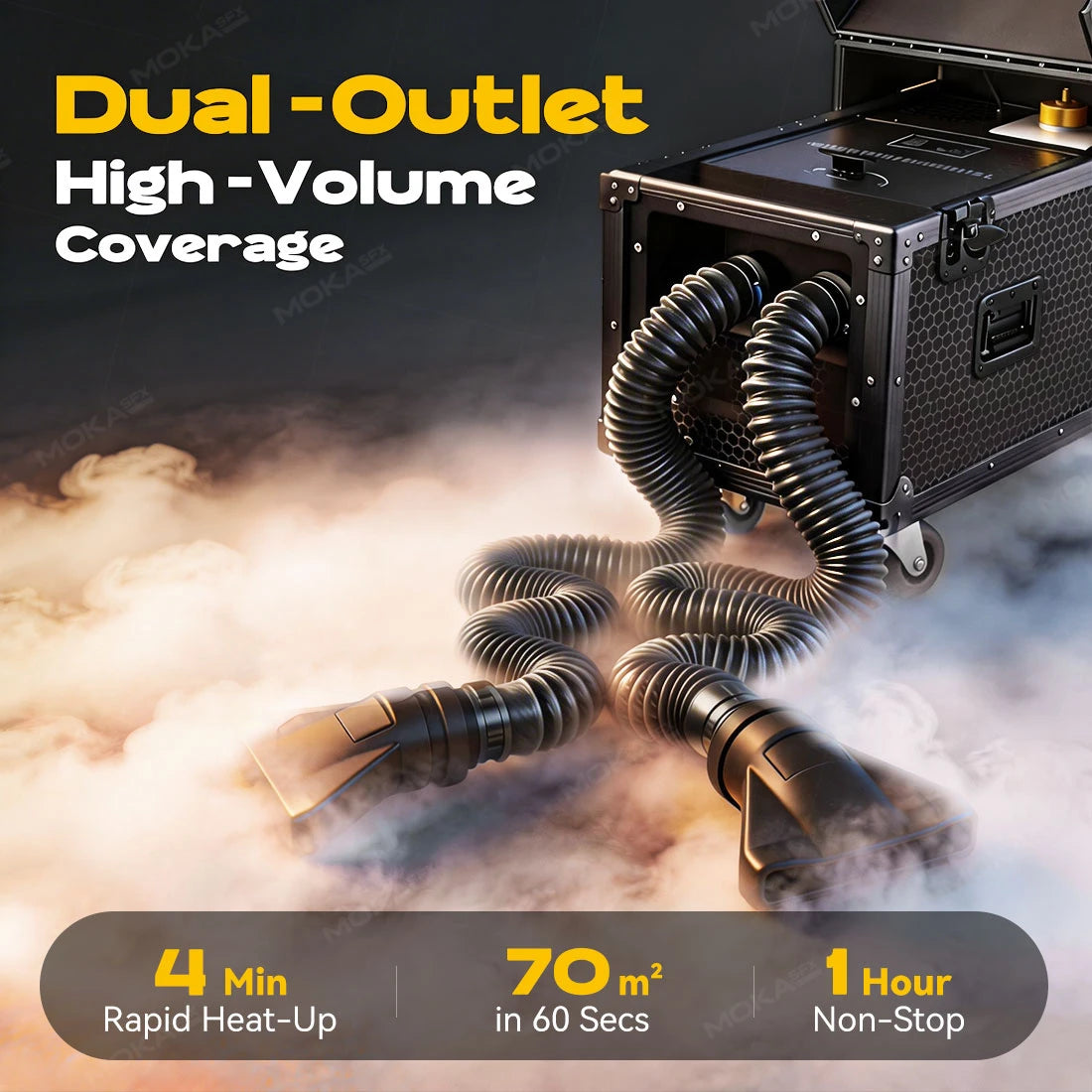 MOKA SFX MK-F18A 3000W Dual Outputs Low Lying Fog Machine Water Base
