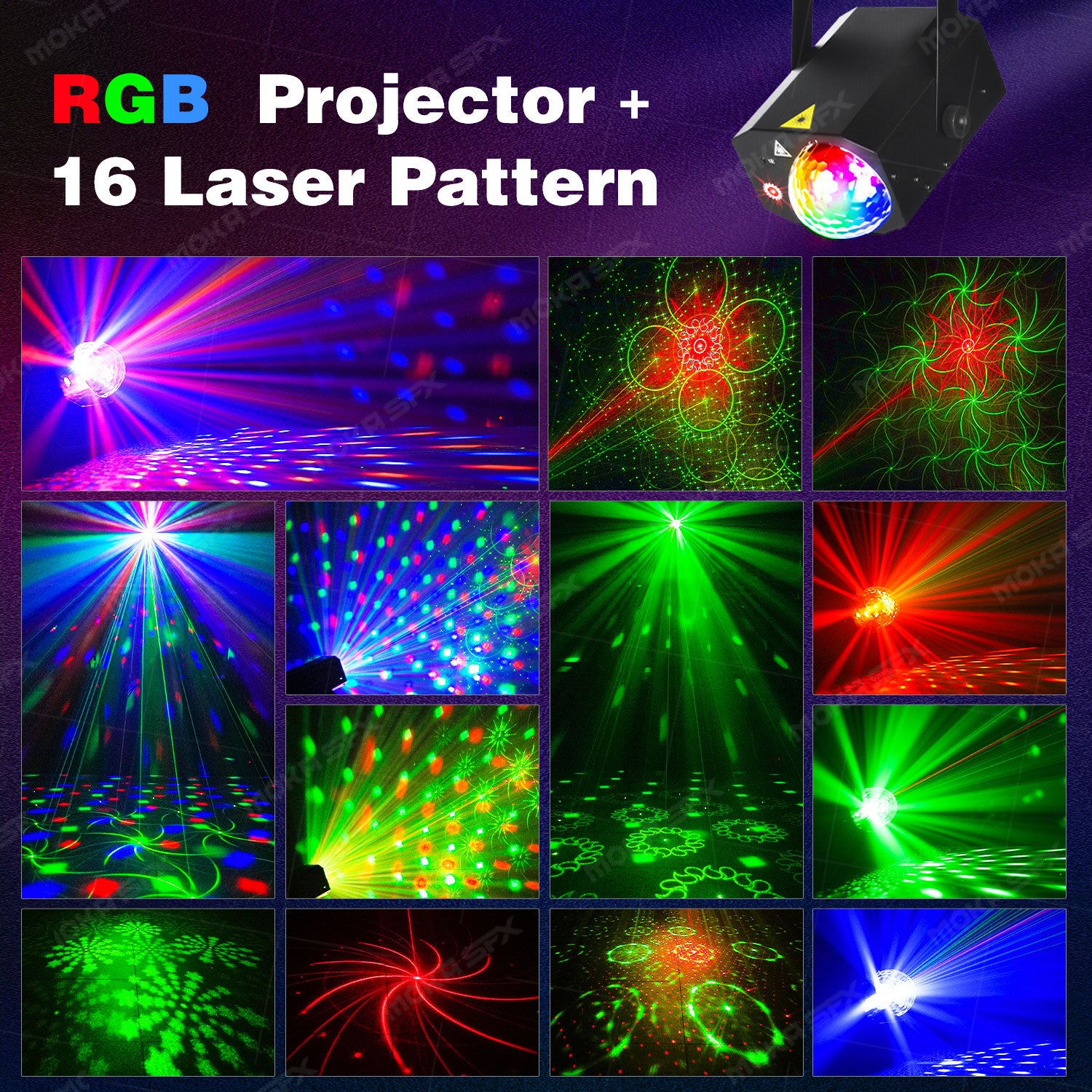 Moka Sfx Mini Laser Light Stage Effects Light 16in1 Laser Magic