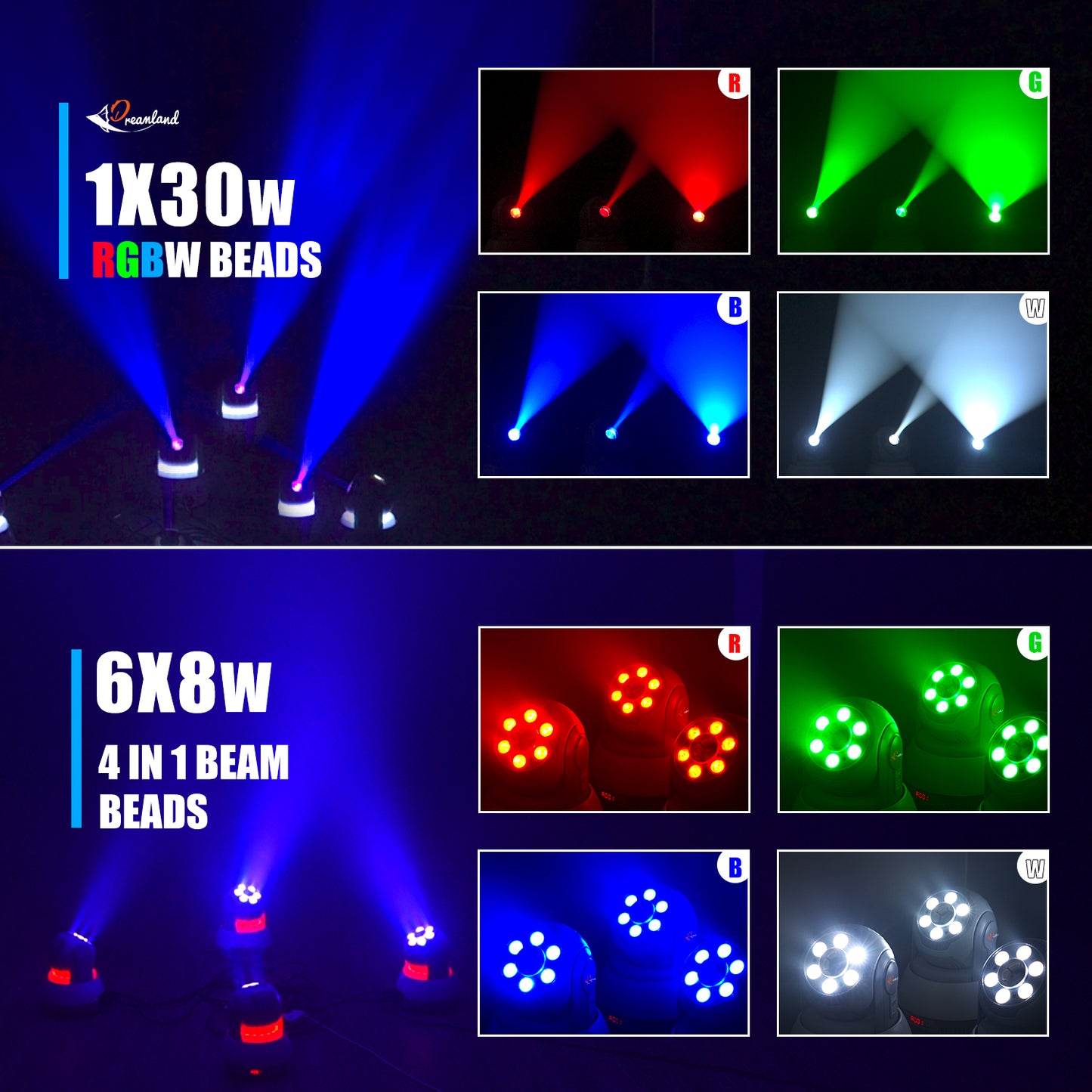 MOKA SFX 4IN1 RGBW Moving Head Patter Dyeing Lamp Stage Light KTV Show Dj Light Laser Disco Strobe Light Embedded