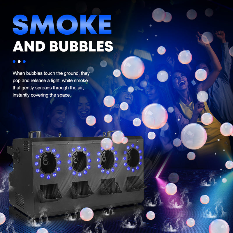 MOKA SFX MK-B12 Máquina de burbujas de humo LED de 4 ruedas