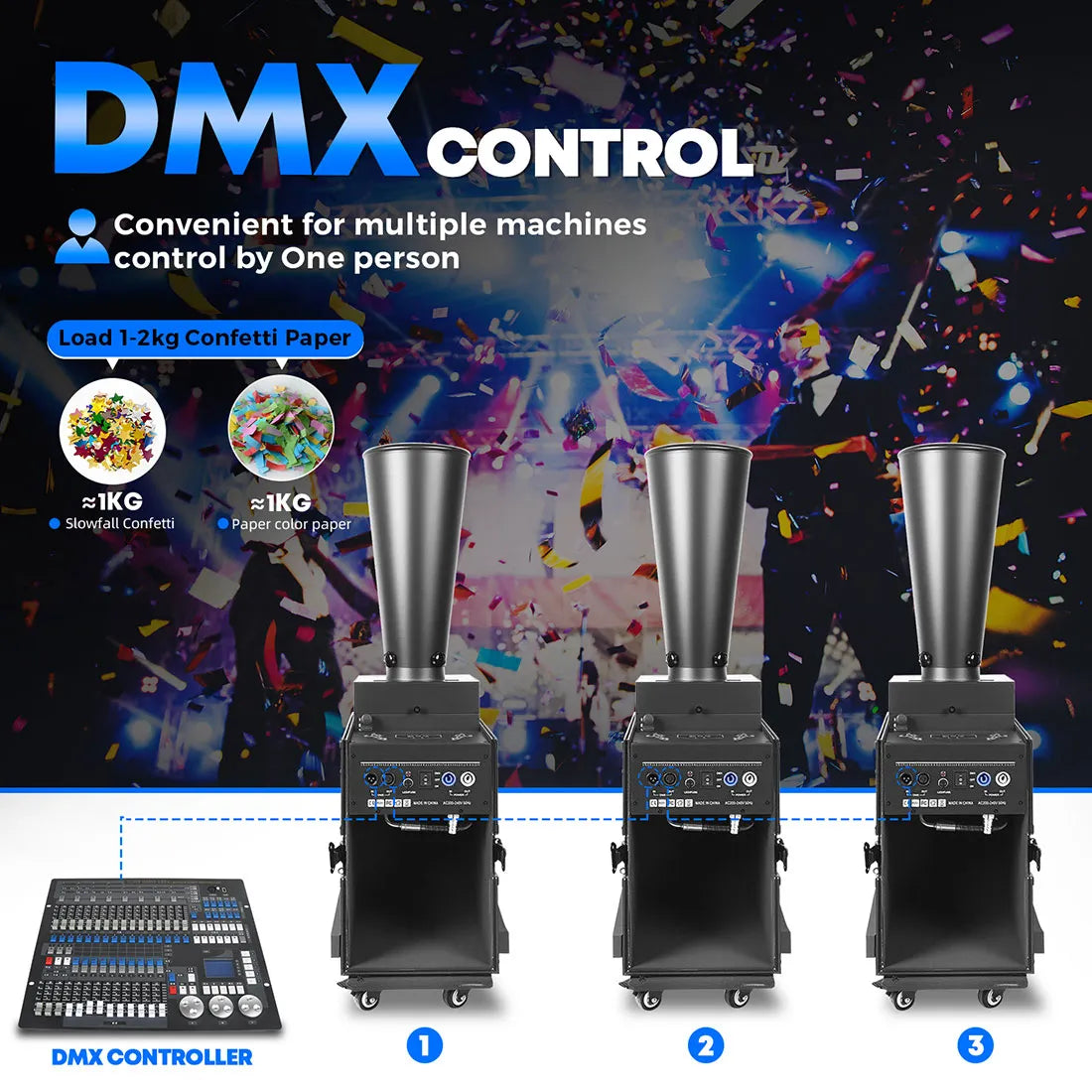 Dmx Confetti Machine DMX mini CO2 Confetti Cannon Machine – MK-CN16 | MOKA SFX – MOKA SFX