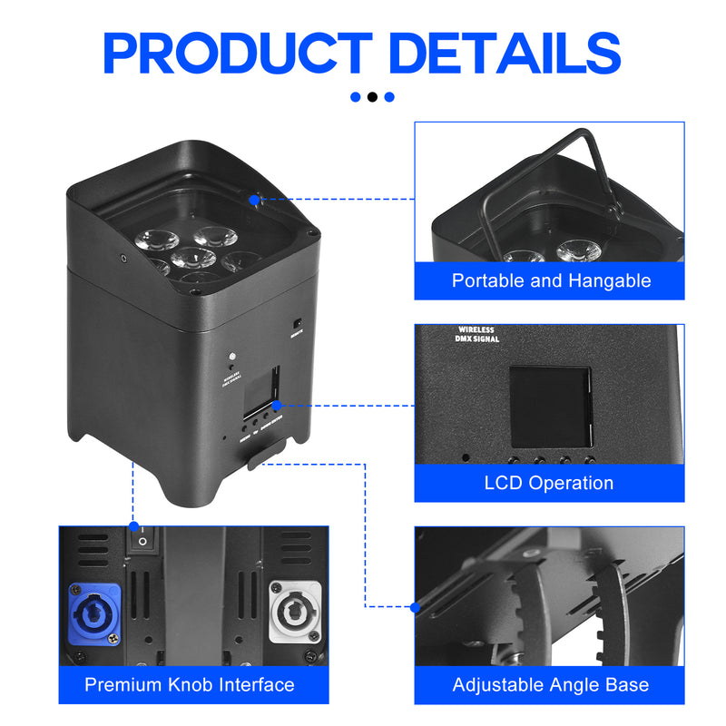 MOKA SFX P-02 6*18W Battery Led Par Light RGBWA+UV