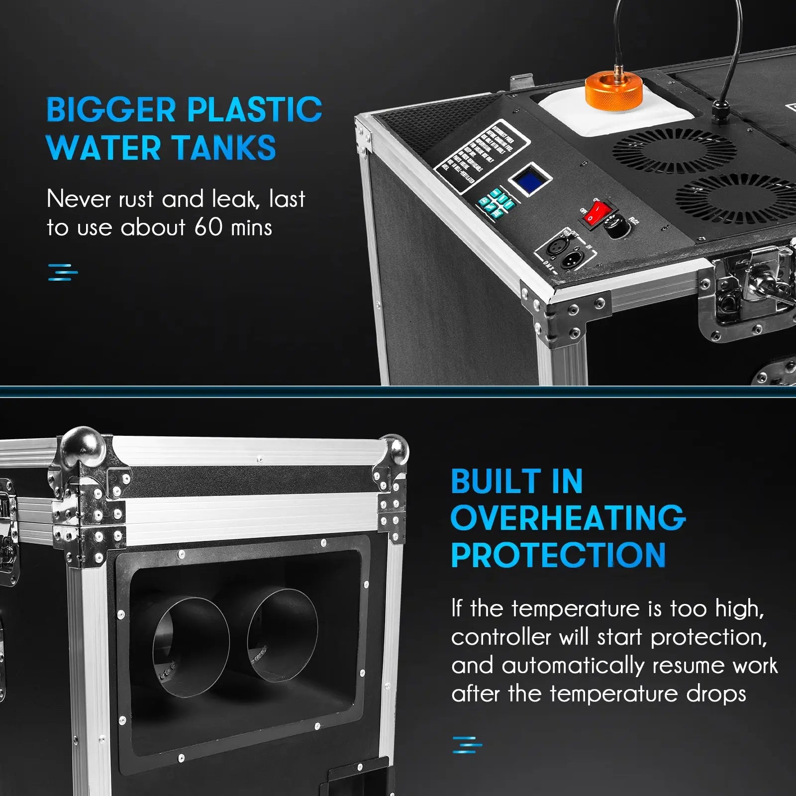 MOKA SFX MK-F18A 3000W Dual Outputs Low Lying Fog Machine Water Base MOKA SFX