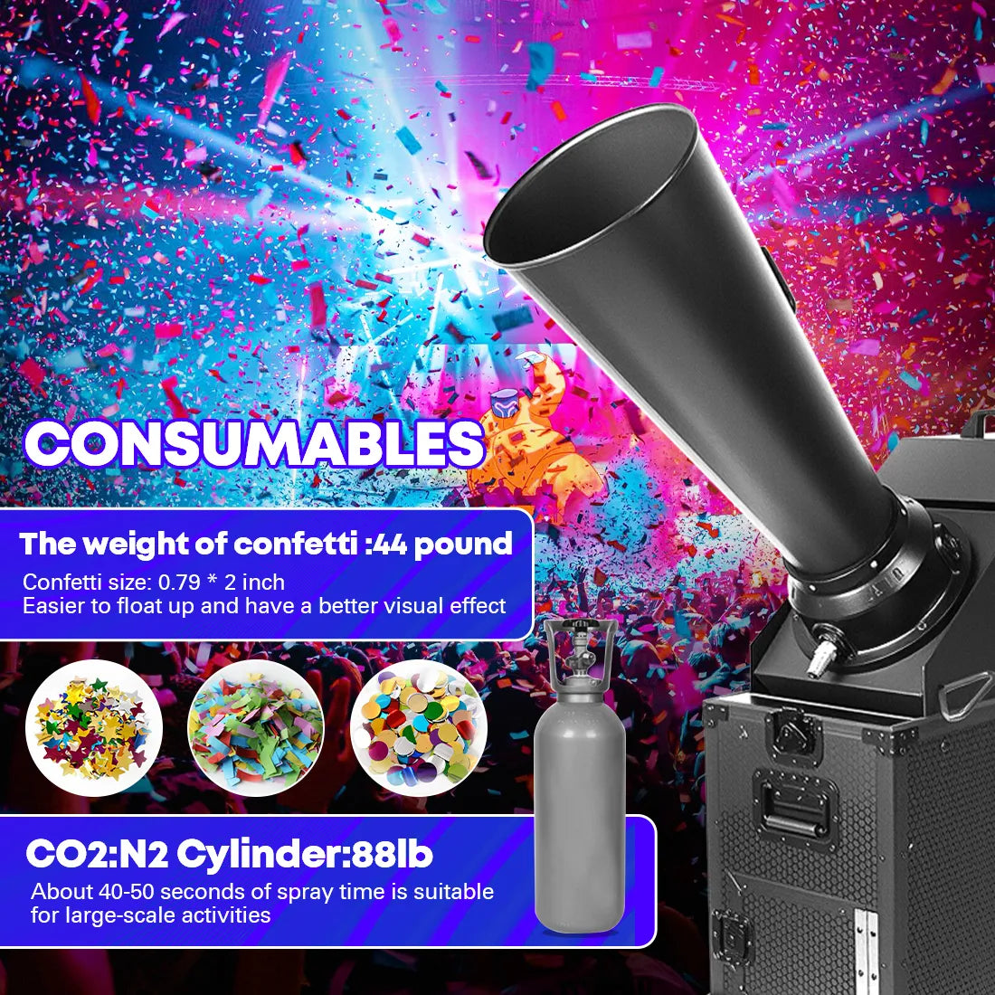MOKA SFX MK-CN05A CO2 Confetti Cannon DMX Control Powerful