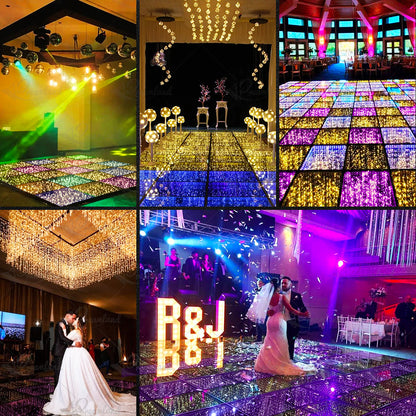 MOKA SFX MK-LD01A 3D LED Dance Floor with Wire/Magnet Mirror Starry Sky RGB Dance Floor LED with Flight Case