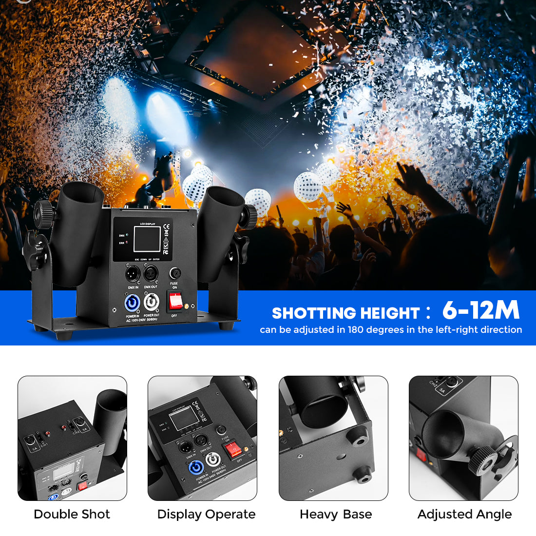 MOKA SFX MK-CN03 2-Head Electric Confetti Cannons Machine - MOKA