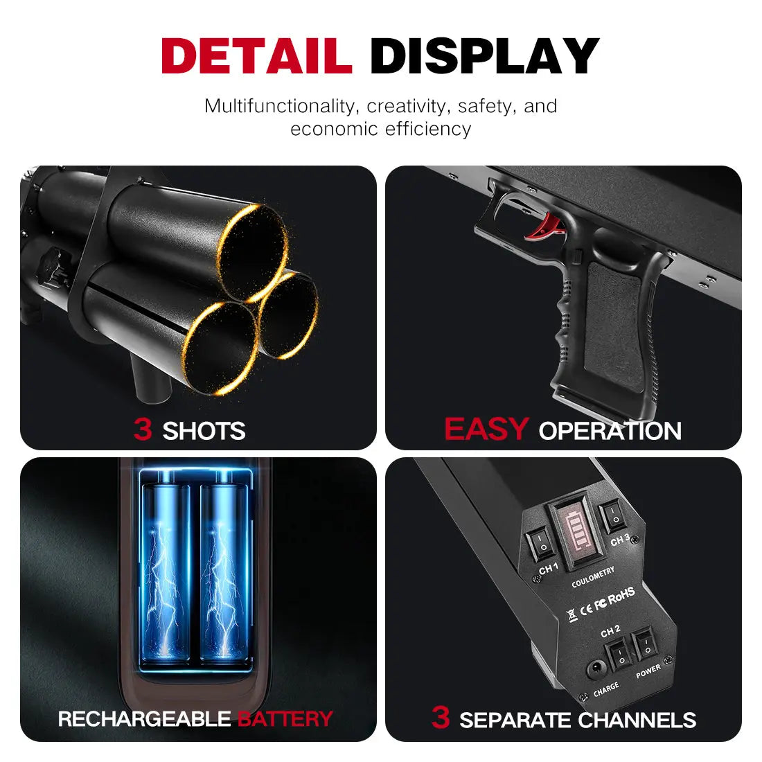 MOKA MK-CN11 3-Head Manual Control Electric Confetti Gun - MOKA