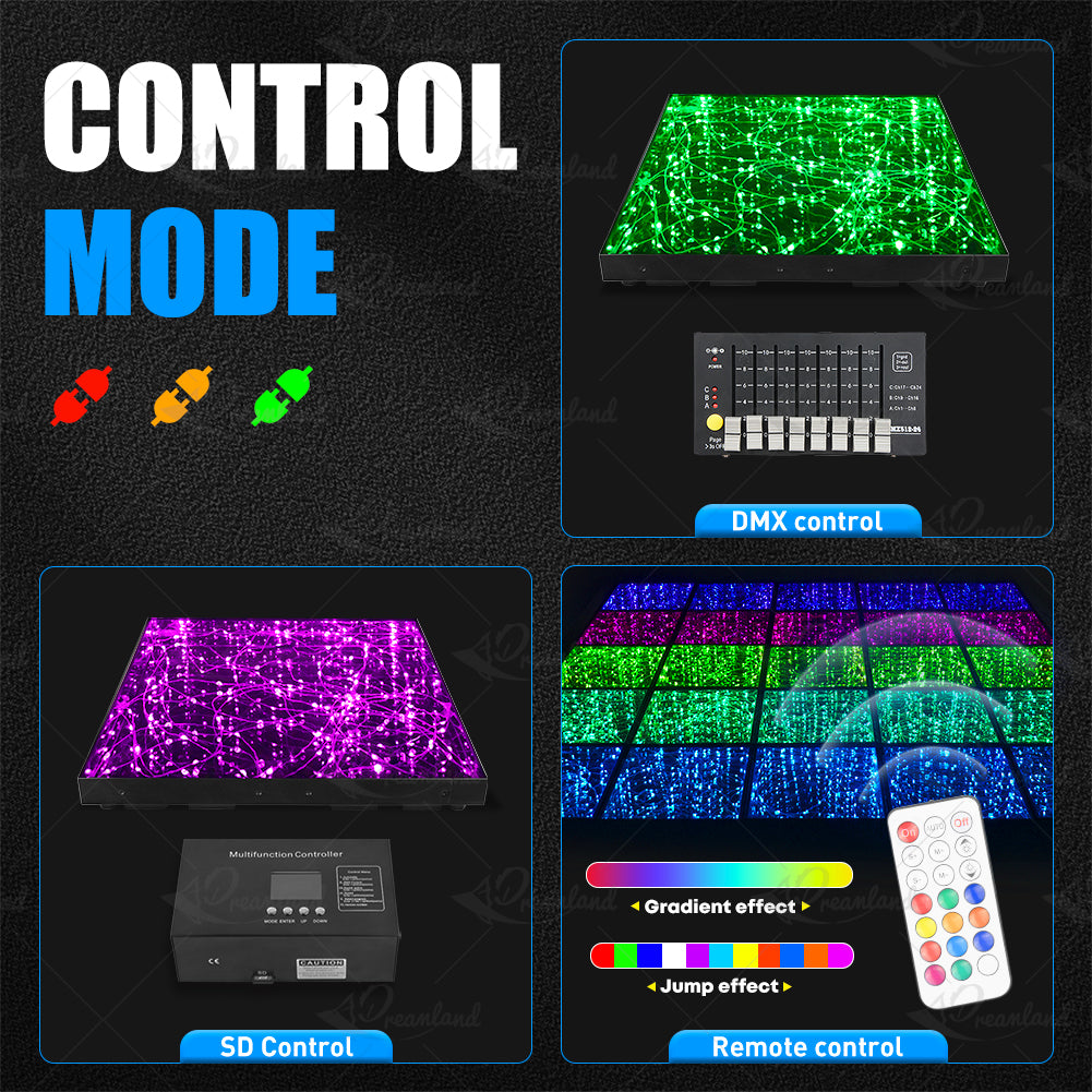 MOKA SFX MK-LD01A 3D LED Dance Floor with Wire/Magnet Mirror Starry Sky RGB Dance Floor LED with Flight Case
