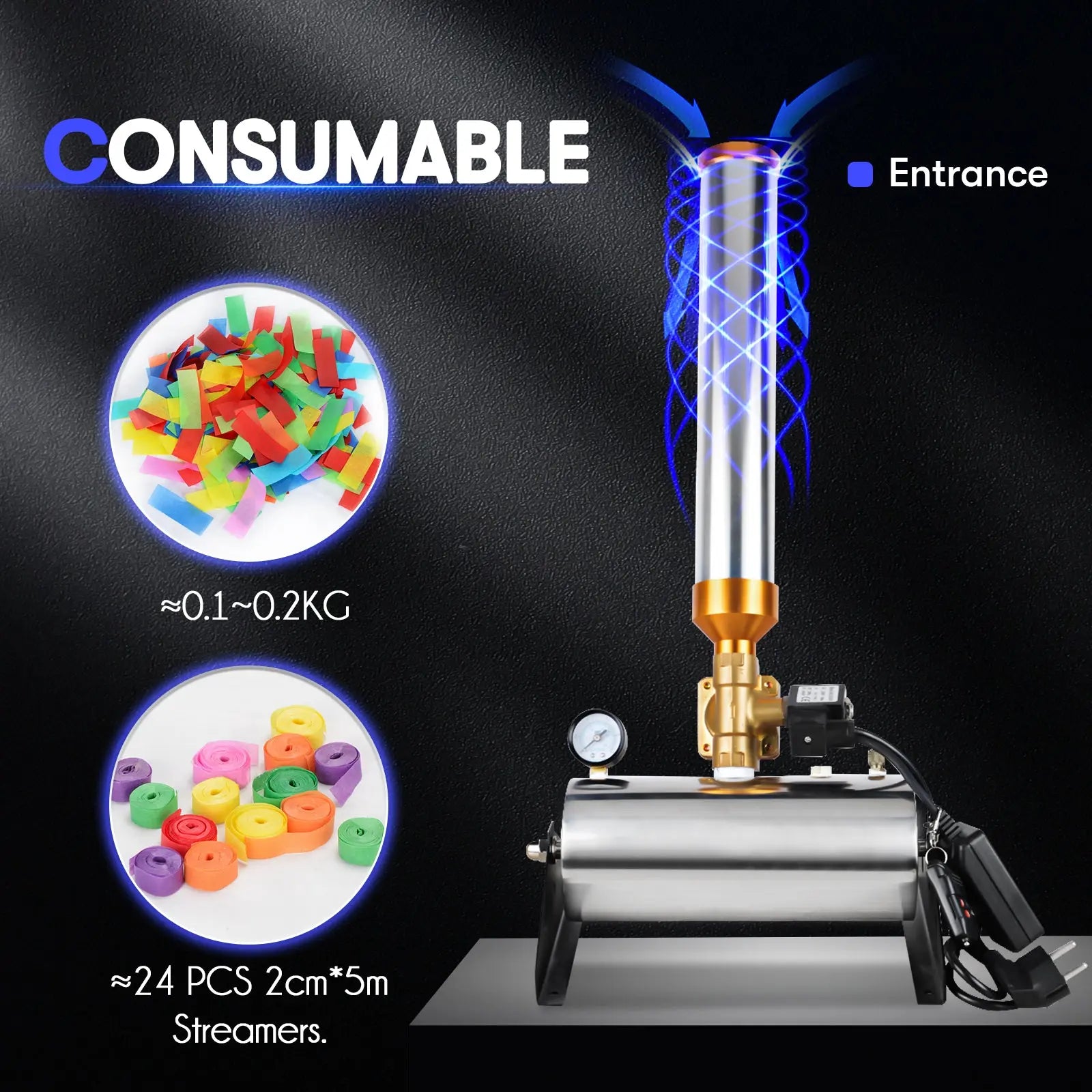 MOKA SFX MK-CN02 Remote Control Mini Streamer Air Confetti Cannon Machine MOKA SFX