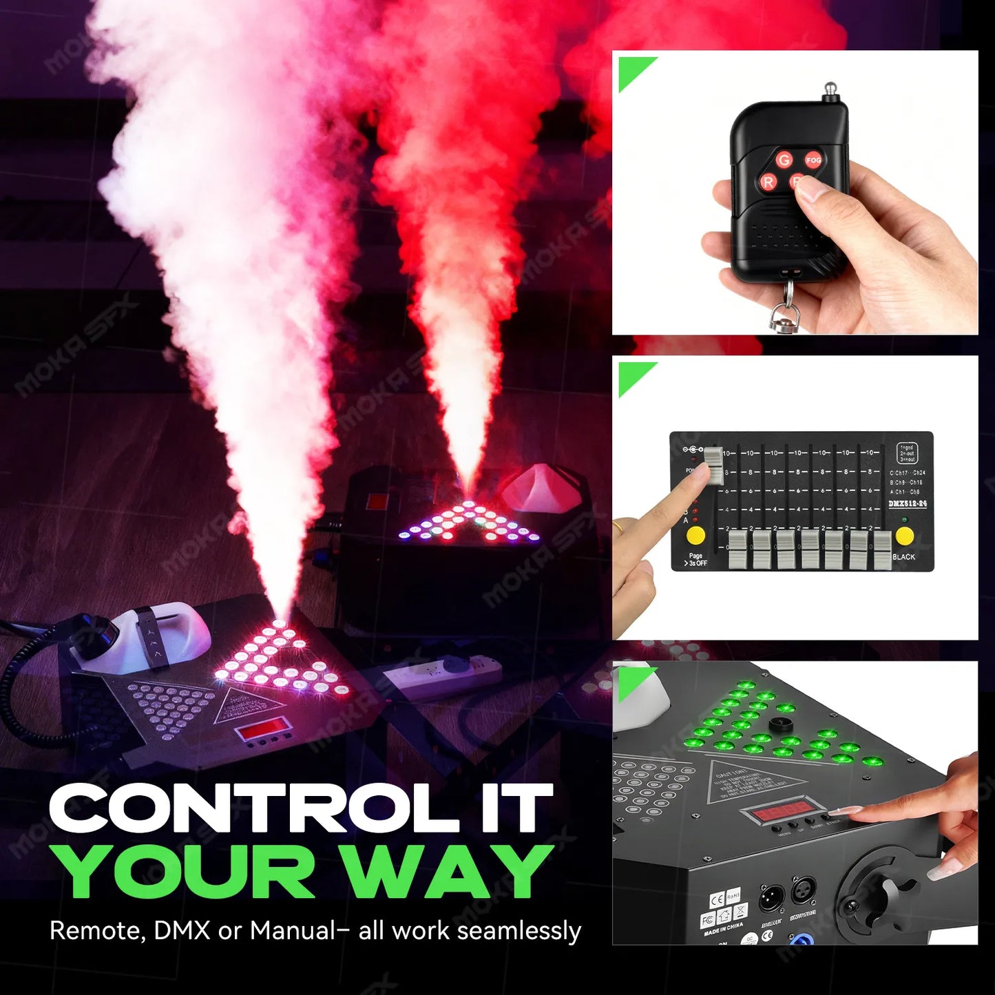 MOKA SFX MK-F01 1500w Powerful Smoke Machine 24*3W  Rgb Led Fogger Machine