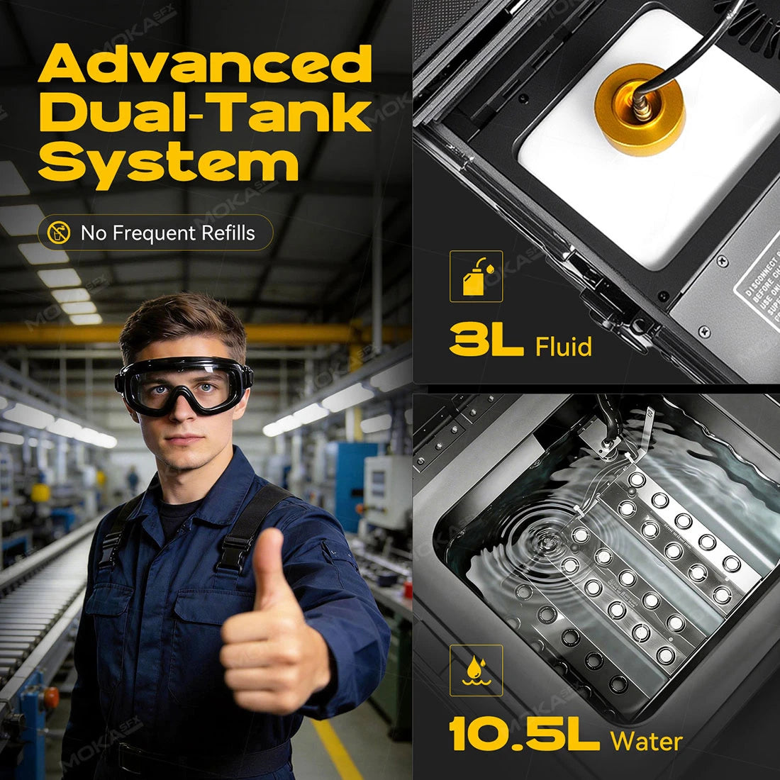 MOKA SFX MK-F18A 3000W Dual Outputs Low Lying Fog Machine Water Base