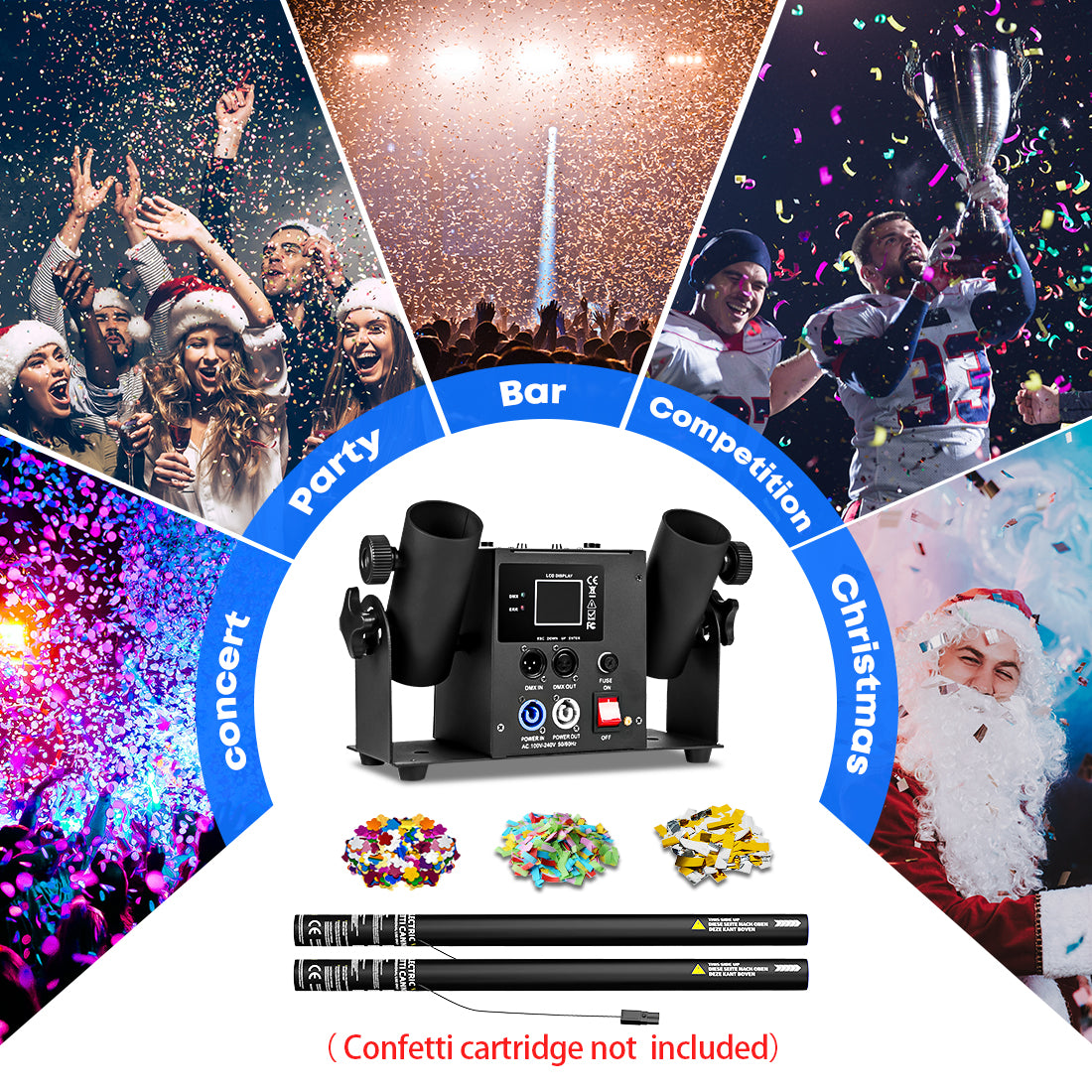 MOKA SFX MK-CN03 2-Head Electric Confetti Cannons Machine