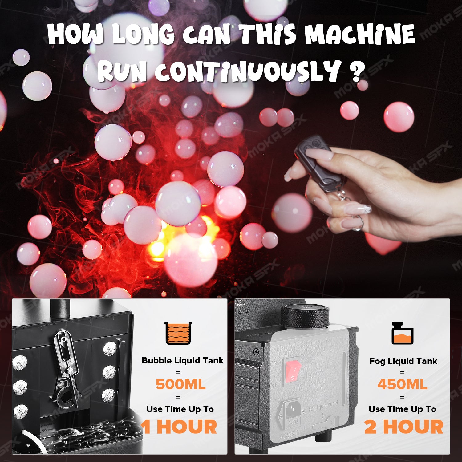 moco mocoページ MOKA SFX 3-in-1 Bubble Fog Machine with RGB LED Lights 400W