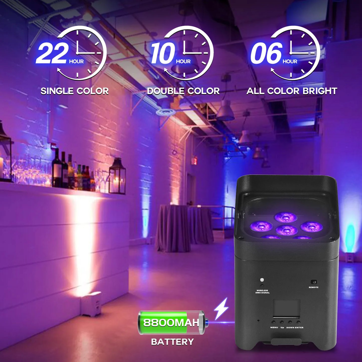 MOKA SFX P-02 6*18W Battery Led Par Light RGBWA+UV