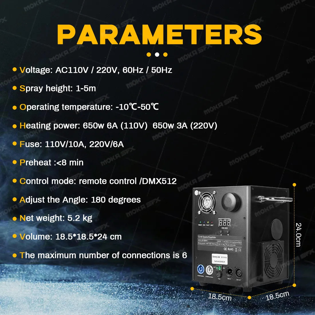 MOKA SFX MK-E15 MINI 650W Cold Spark Machine