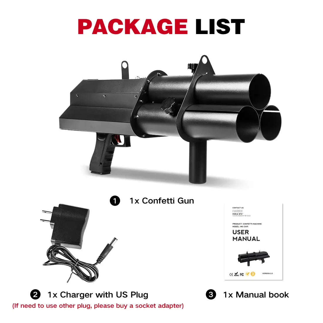 MOKA SFX MK-CN11 3-Head Manual Control Electric Confetti Gun MOKA SFX