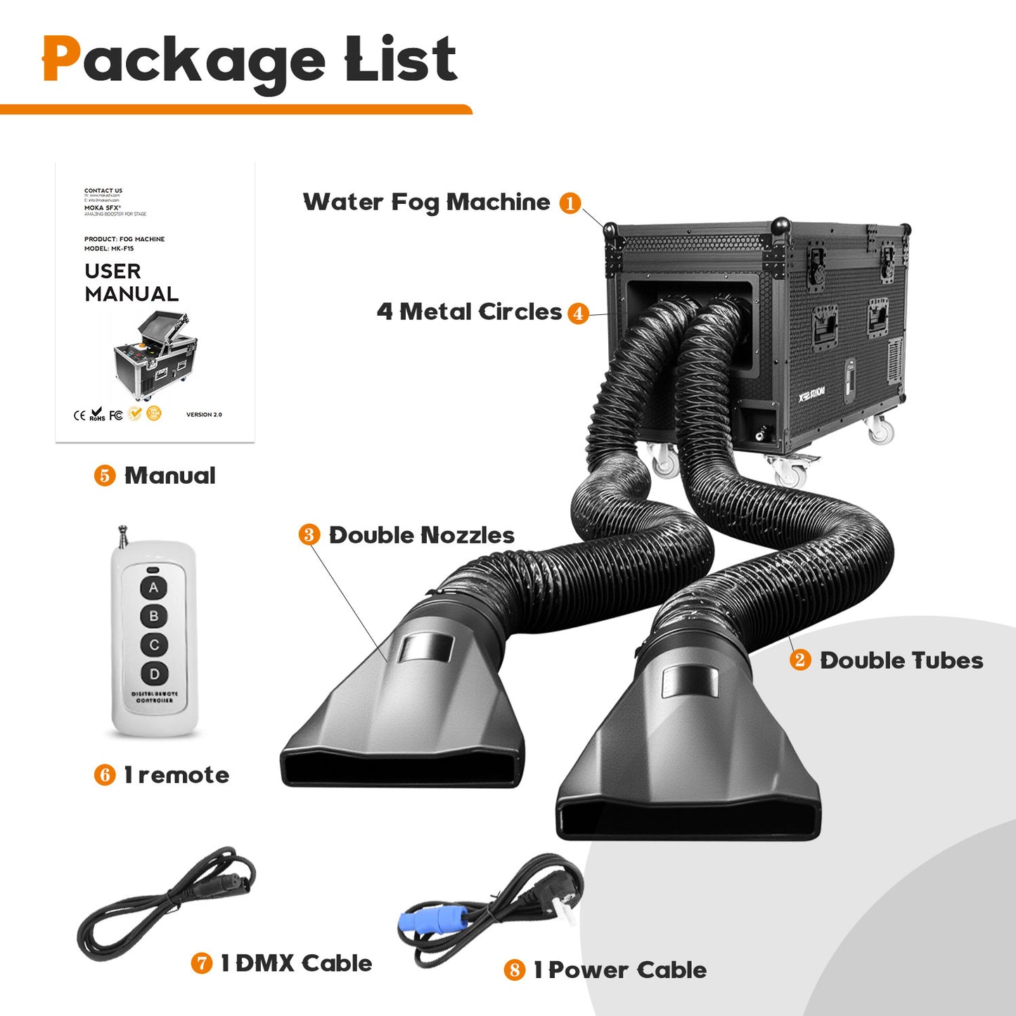 MOKA SFX MK-F18A 3000W Dual Outputs Low Lying Fog Machine Water Base