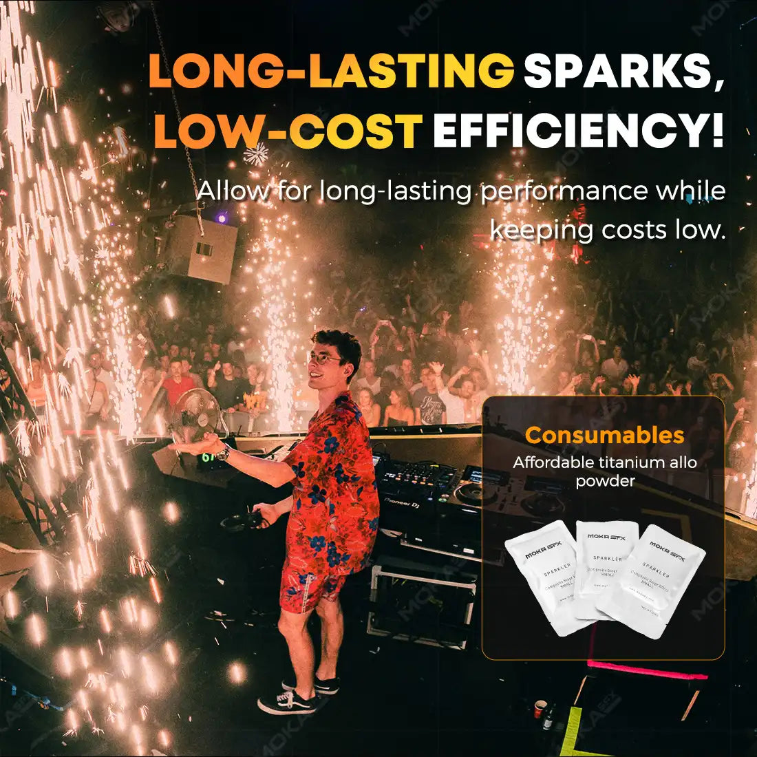 💥 MOKA SFX MK-E26 New Cold Spark Jet Up to 10m Flash Effects