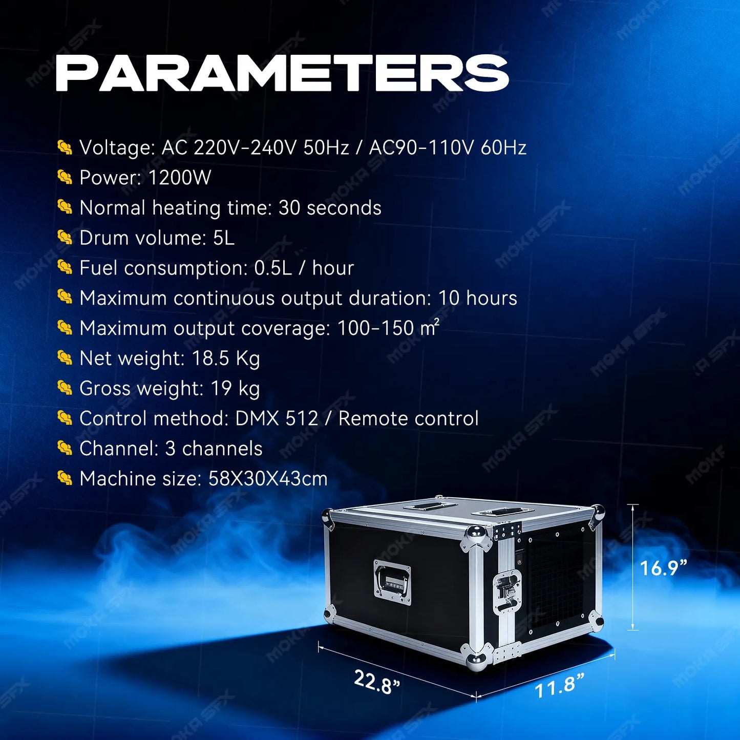 MOKA SFX MK-F20 1200W Morning Mist Haze Machine