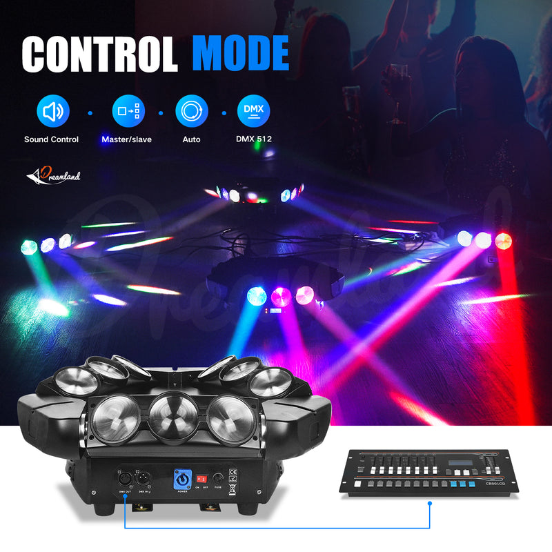 MOKA SFX Nine-headed bird Moving Head Beam Light RGBW Party Disco DJ Light DMX 512 with Sound Control Stage Lighting Party Disco Club