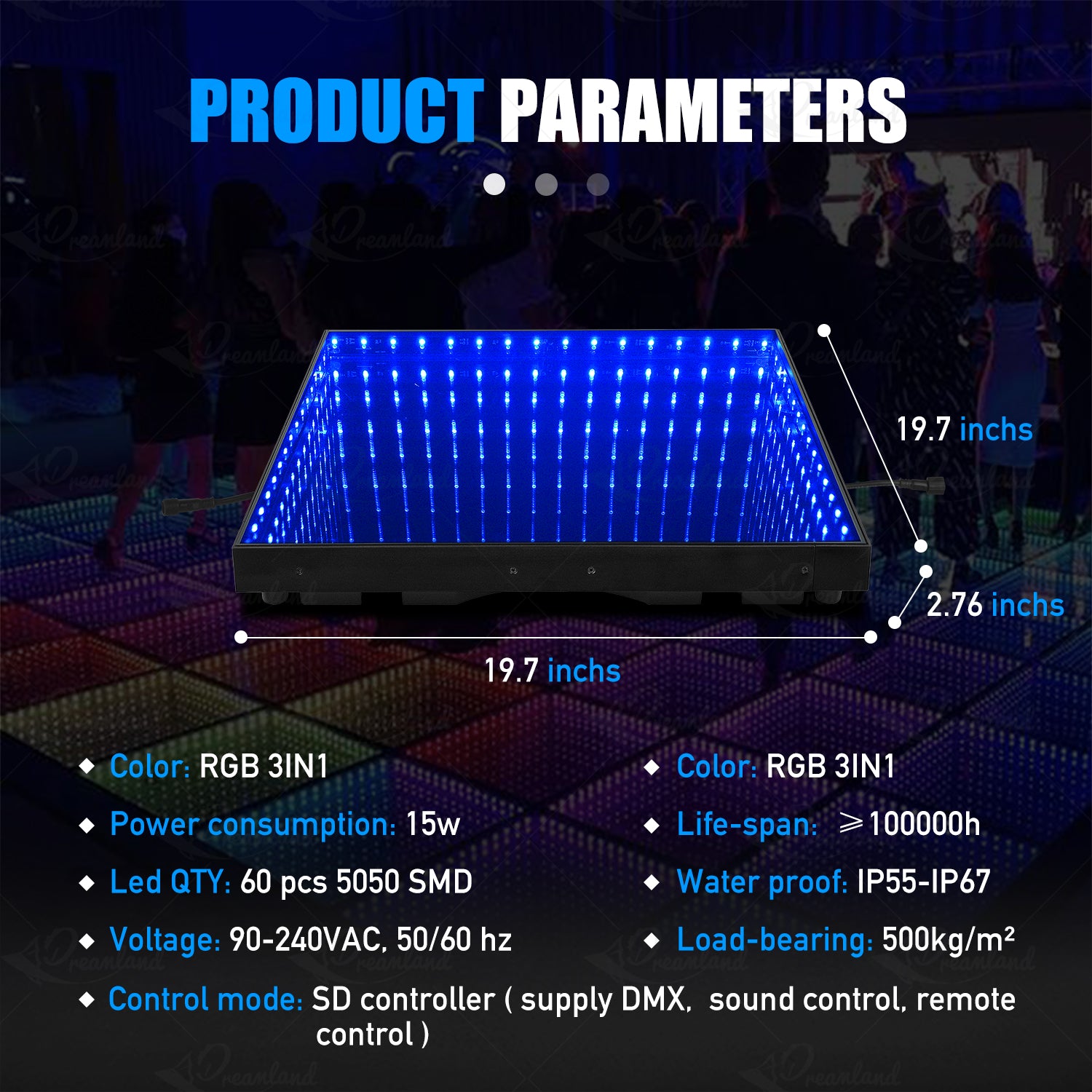 MOKA SFX MK-LD03C Dance Floor Stage Light with Flight Case Wired